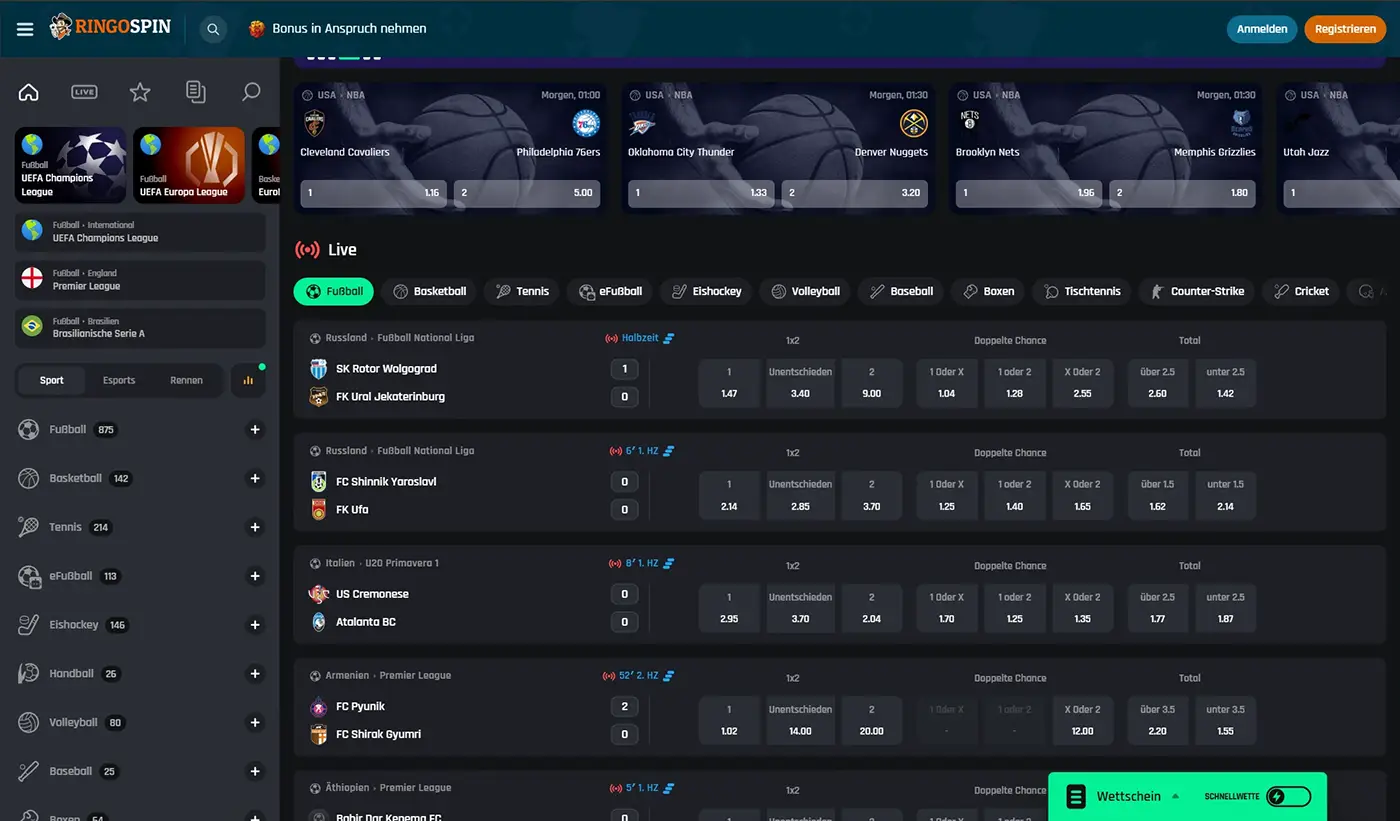 Ringospin Casino Sportwetten